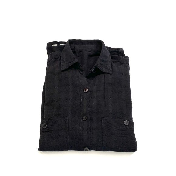 Guazy Oversized Drop Shoulder Cotton Buttondown Black Shirt, Size Small - Picture 1 of 10